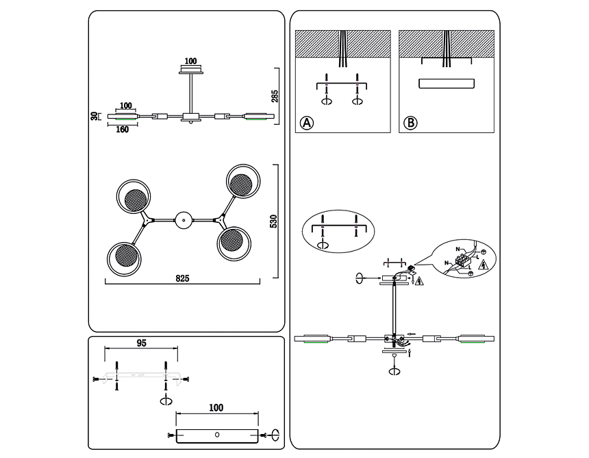 FL51609/4 WH/LW белый/светлое дерево 3000K/4200K/6400K 28W 825*530*285 (Без ПДУ)